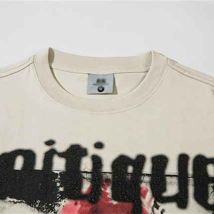 Distressed Abstract Pattern Printed T-shirt—4001 - TALKLESSFASHION