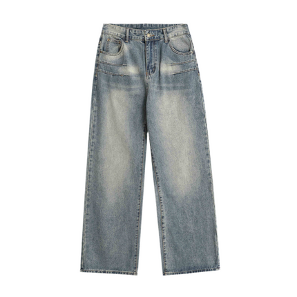 Faded blue Straight Jeans—9356 - TALKLESSFASHION