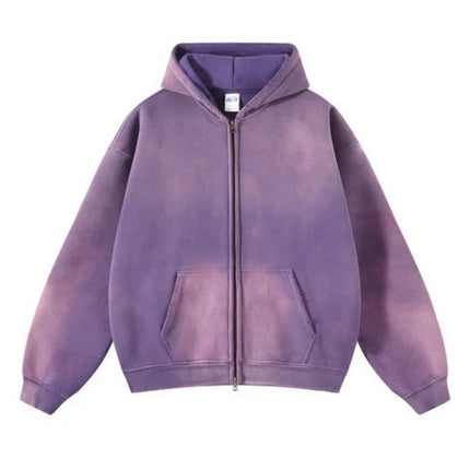 Acid-Washed Oversize Hooded Pullover—2222 - TALKLESSFASHION