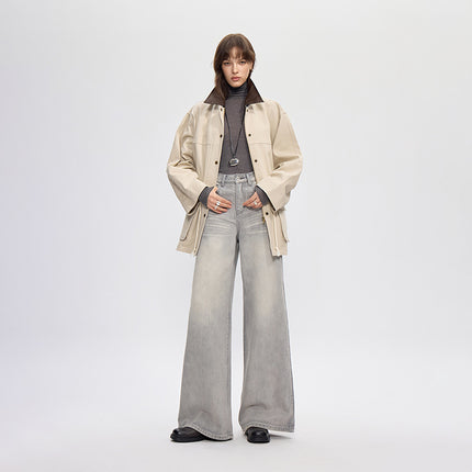 vintage silver gray wide-leg pants jeans