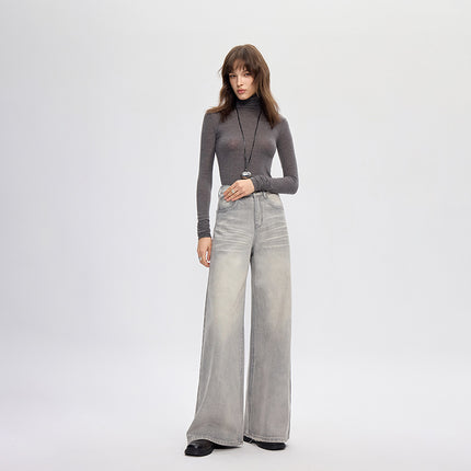 vintage silver gray wide-leg pants jeans