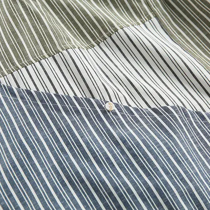 Stripe Splice Shirt Men Japnese Streetwear Fashion Loose Casual Long Sleeve Shirts Cityboy Oversize Cargo Shirts Blouses - TALKLESSFASHION