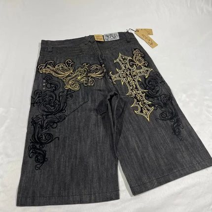 Retro Printing Washed Denim Shorts - TALKLESSFASHION