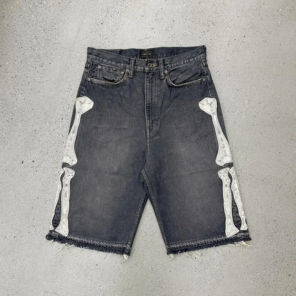 Retro Printing Washed Denim Shorts - TALKLESSFASHION