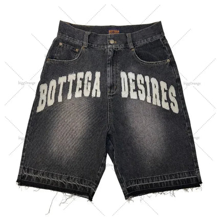 Retro Printing Washed Denim Shorts - TALKLESSFASHION