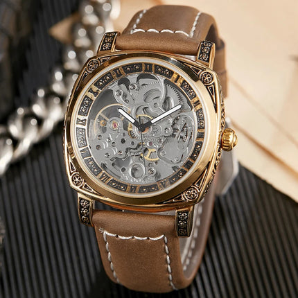 Luxury Automatic Mechanical Watch for Men Hollow Steampunk Dial Skeleton Watches Male Orologio Clock Hombre Relogio Masculino - TALKLESSFASHION