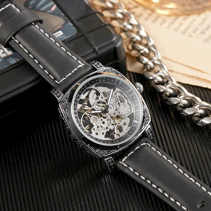 Luxury Automatic Mechanical Watch for Men Hollow Steampunk Dial Skeleton Watches Male Orologio Clock Hombre Relogio Masculino - TALKLESSFASHION