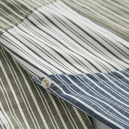 Stripe Splice Shirt Men Japnese Streetwear Fashion Loose Casual Long Sleeve Shirts Cityboy Oversize Cargo Shirts Blouses - TALKLESSFASHION