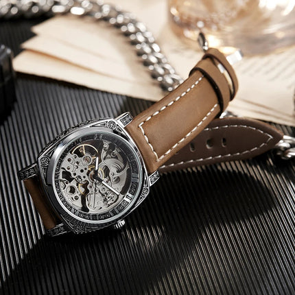 Luxury Automatic Mechanical Watch for Men Hollow Steampunk Dial Skeleton Watches Male Orologio Clock Hombre Relogio Masculino - TALKLESSFASHION