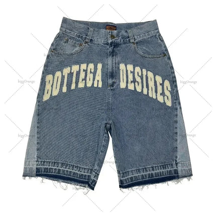 Retro Printing Washed Denim Shorts - TALKLESSFASHION