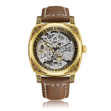 Luxury Automatic Mechanical Watch for Men Hollow Steampunk Dial Skeleton Watches Male Orologio Clock Hombre Relogio Masculino