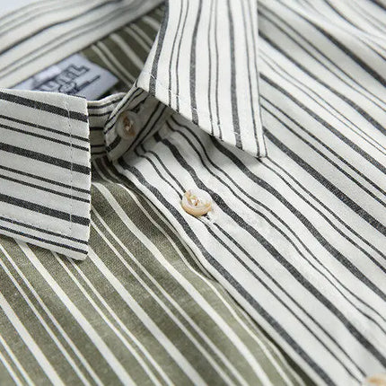 Stripe Splice Shirt Men Japnese Streetwear Fashion Loose Casual Long Sleeve Shirts Cityboy Oversize Cargo Shirts Blouses - TALKLESSFASHION
