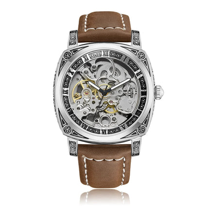 Luxury Automatic Mechanical Watch for Men Hollow Steampunk Dial Skeleton Watches Male Orologio Clock Hombre Relogio Masculino