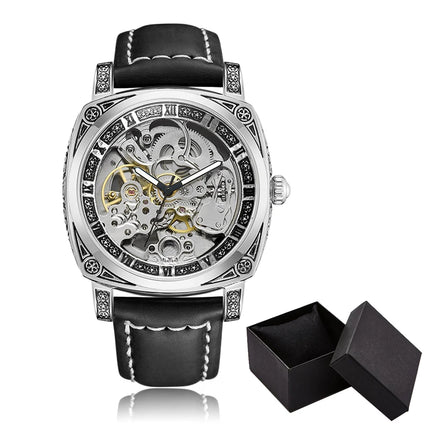 Luxury Automatic Mechanical Watch for Men Hollow Steampunk Dial Skeleton Watches Male Orologio Clock Hombre Relogio Masculino