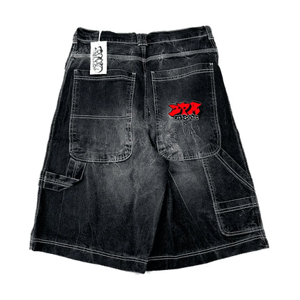 Retro Printing Washed Denim Shorts - TALKLESSFASHION