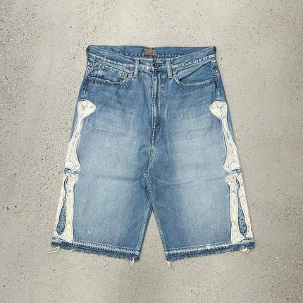 Retro Printing Washed Denim Shorts - TALKLESSFASHION