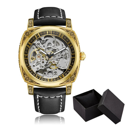 Luxury Automatic Mechanical Watch for Men Hollow Steampunk Dial Skeleton Watches Male Orologio Clock Hombre Relogio Masculino