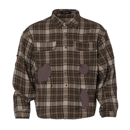 Plaid Trendy Hole & Patch shirt—2115 - TALKLESSFASHION