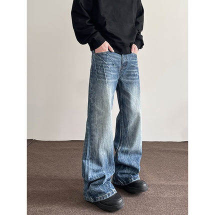 American Retro Lightning Blue Straight Jeans - TALKLESSFASHION