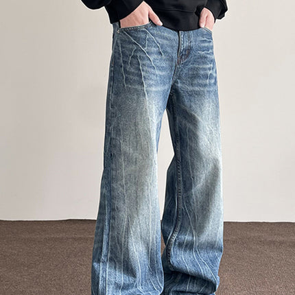 American Retro Lightning Blue Straight Jeans - TALKLESSFASHION