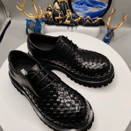 Woven Pattern Space-Up Shoes -----7181 - TALKLESSFASHION