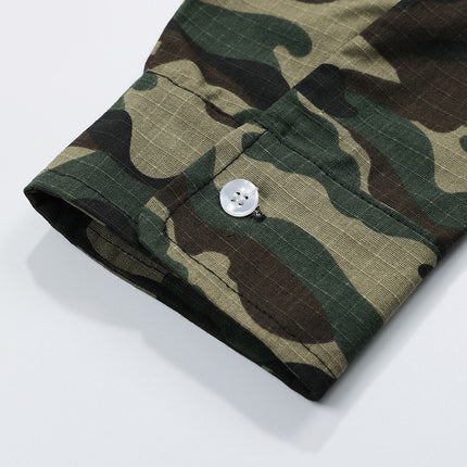 False Two-piece Patchwork Camouflage Long Sleeve Loose T-shirt Men - TALKLESSFASHION