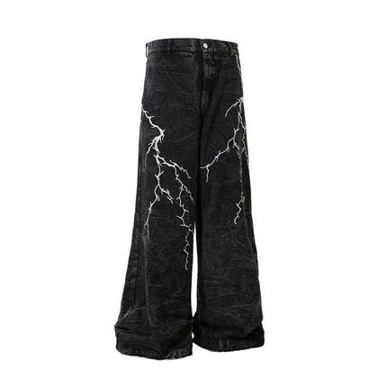 Thunderbolt Denim Straight Jeans—8733 - TALKLESSFASHION