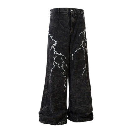 Thunderbolt Denim Straight Jeans—8733 - TALKLESSFASHION