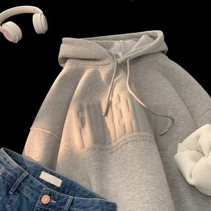 3D Embroidered Letter Print Hoodie—7351 - TALKLESSFASHION