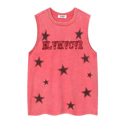 Star-Boy Washed Loose Vest——-7844 - TALKLESSFASHION