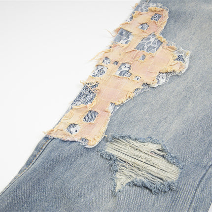 TALKLESS Lace Patchwork Stitching Loose Denim Jeans ---1998 - TALKLESSFASHION