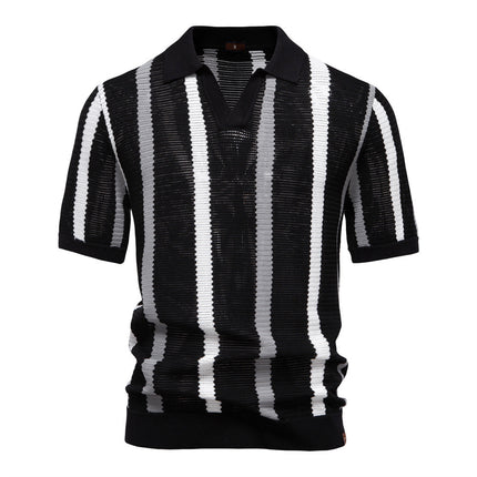Breathable Hollow Men's Short-sleeved Polo Shirt Sweater - TALKLESSFASHION