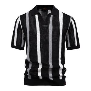 Breathable Hollow Men's Short-sleeved Polo Shirt Sweater - TALKLESSFASHION