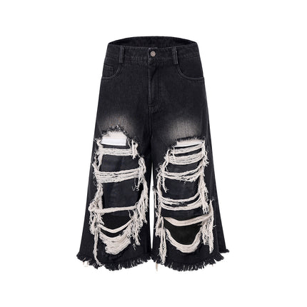 Vintage Rebel Cropped Patch Ripped Jort—7357 - TALKLESSFASHION