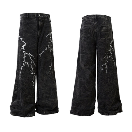 Thunderbolt Denim Straight Jeans—8733 - TALKLESSFASHION