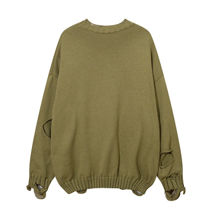 Solid Color Ripped Pullover For Men - TALKLESSFASHION