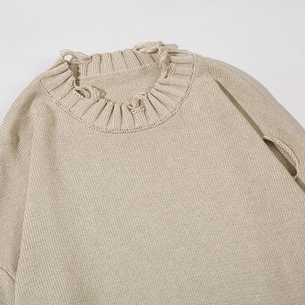 Solid Color Ripped Pullover For Men - TALKLESSFASHION