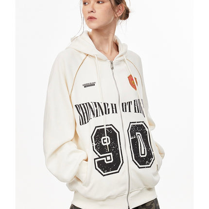 American retro letters bm hooded sweater