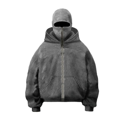 American Washed Y2K Street Zipper Sweater—-1773 - TALKLESSFASHION