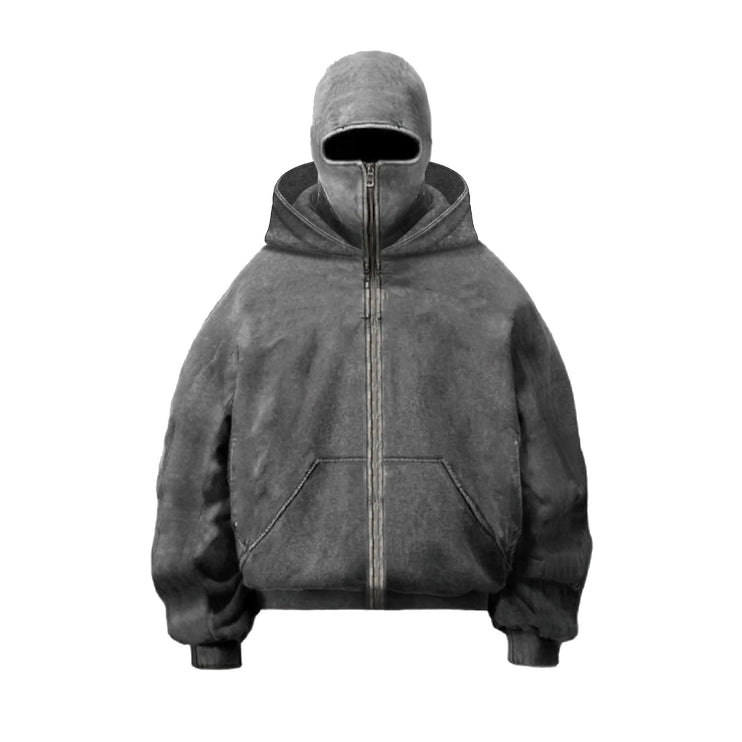 American Washed Y2K Street Zipper Sweater—-1773 - TALKLESSFASHION