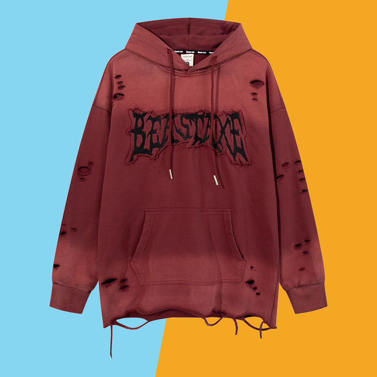 Shadow Washed Ragged Hoodie—9055 - TALKLESSFASHION