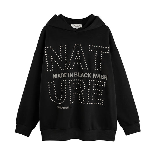 STONE PLATED OVERSIZE HOODIE—4377 - TALKLESSFASHION