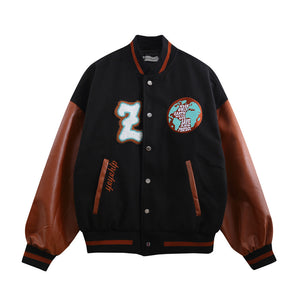 Embroidered PU Leather Jacket—-7398 - TALKLESSFASHION