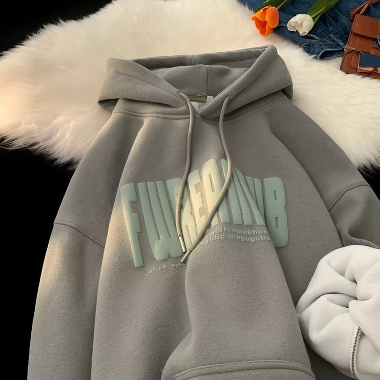 3D Embroidered Letter Print Hoodie—7351 - TALKLESSFASHION