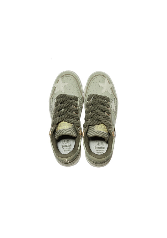 KAALIXTO--Retro Star Sneakers-West Lake Longjing Tea - Unisex - TALKLESSFASHION