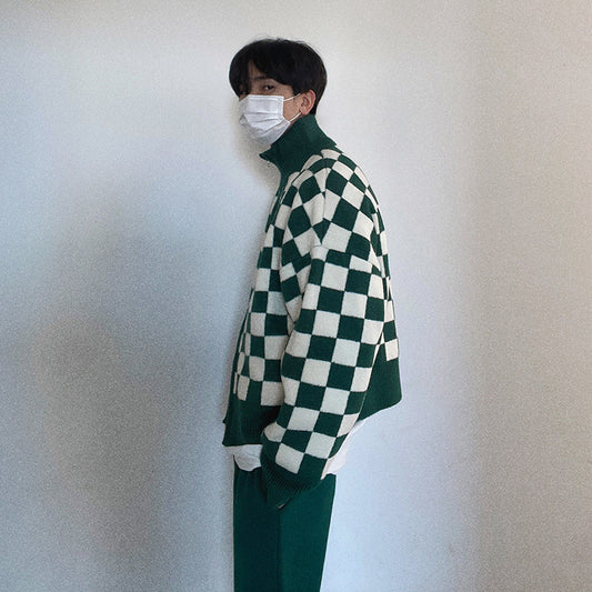 Checkerboard Charm Sweater—7376 - TALKLESSFASHION