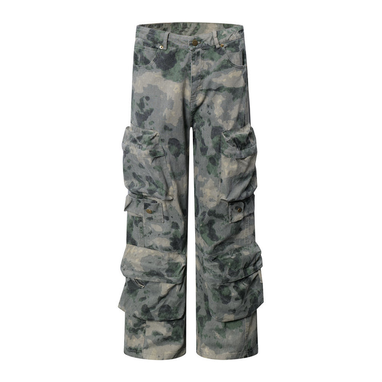 Tie-dye Camo Wide Leg Cargo pant—9255 - TALKLESSFASHION