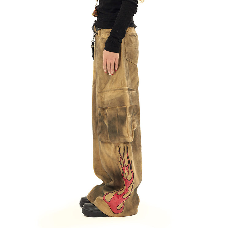 Waste Soil Wind Tie-dyed Old Dirty Cargo Jeans Men - TALKLESSFASHION