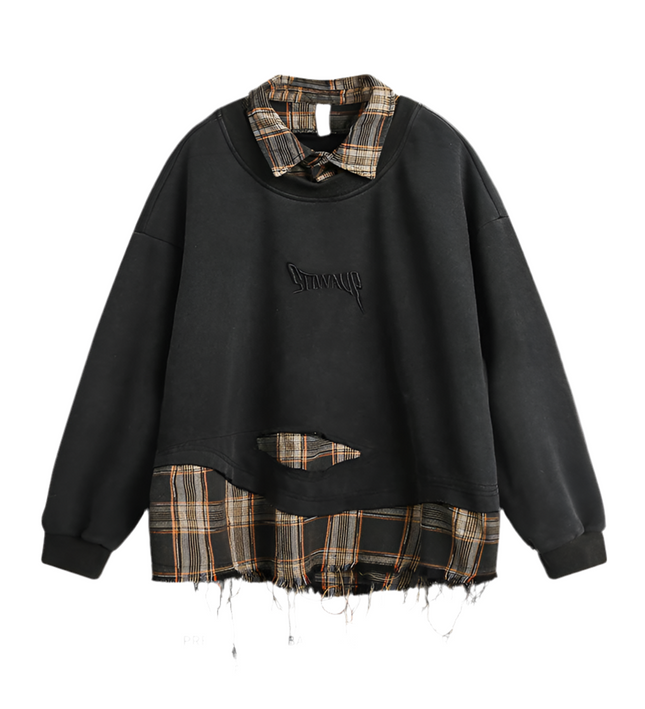 Embroidery Patchwork Oversize Unisex Pullover—2773 - TALKLESSFASHION