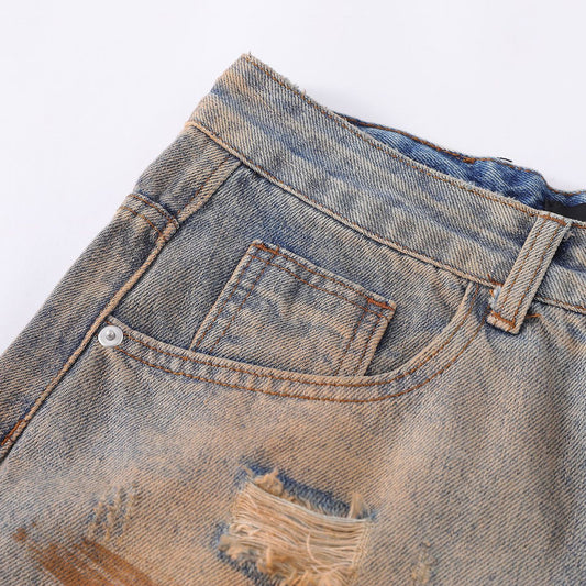 Vintage Ripped Washed Straight Jeans—7498 - TALKLESSFASHION
